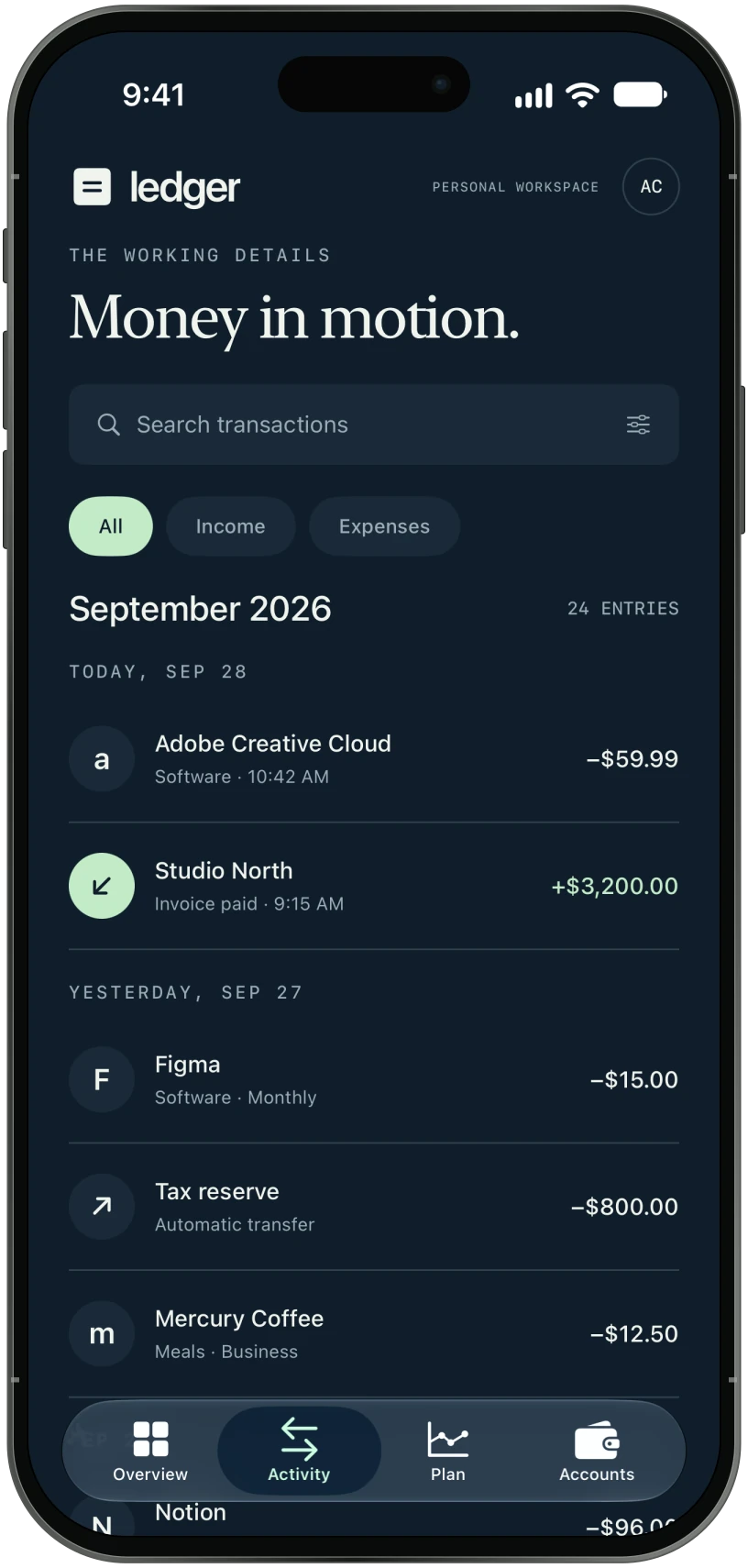 Ledger — The activity ledger