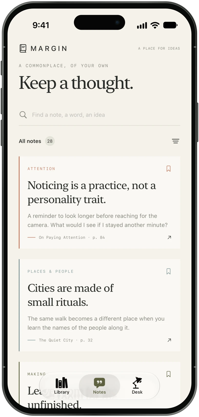 Margin — A place for ideas